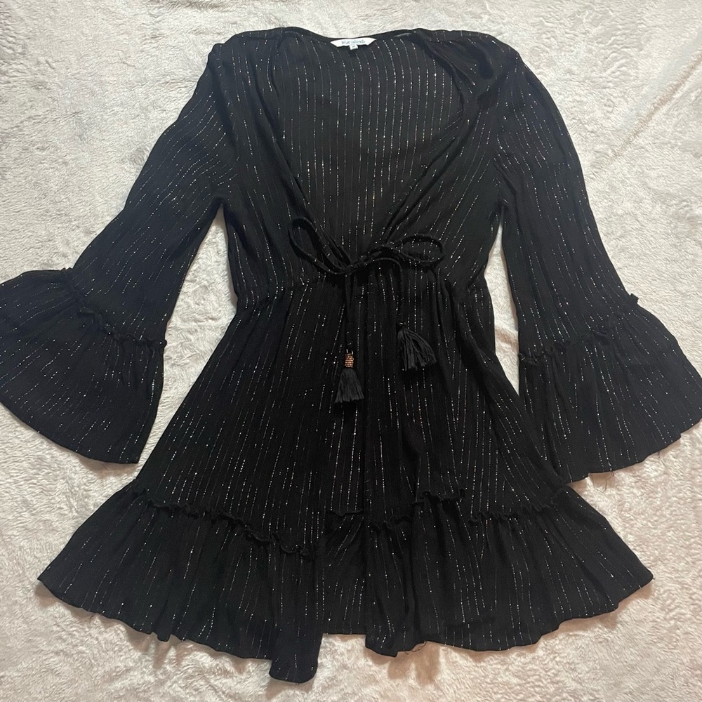 Blue Island Black Dress with Silver Highlights